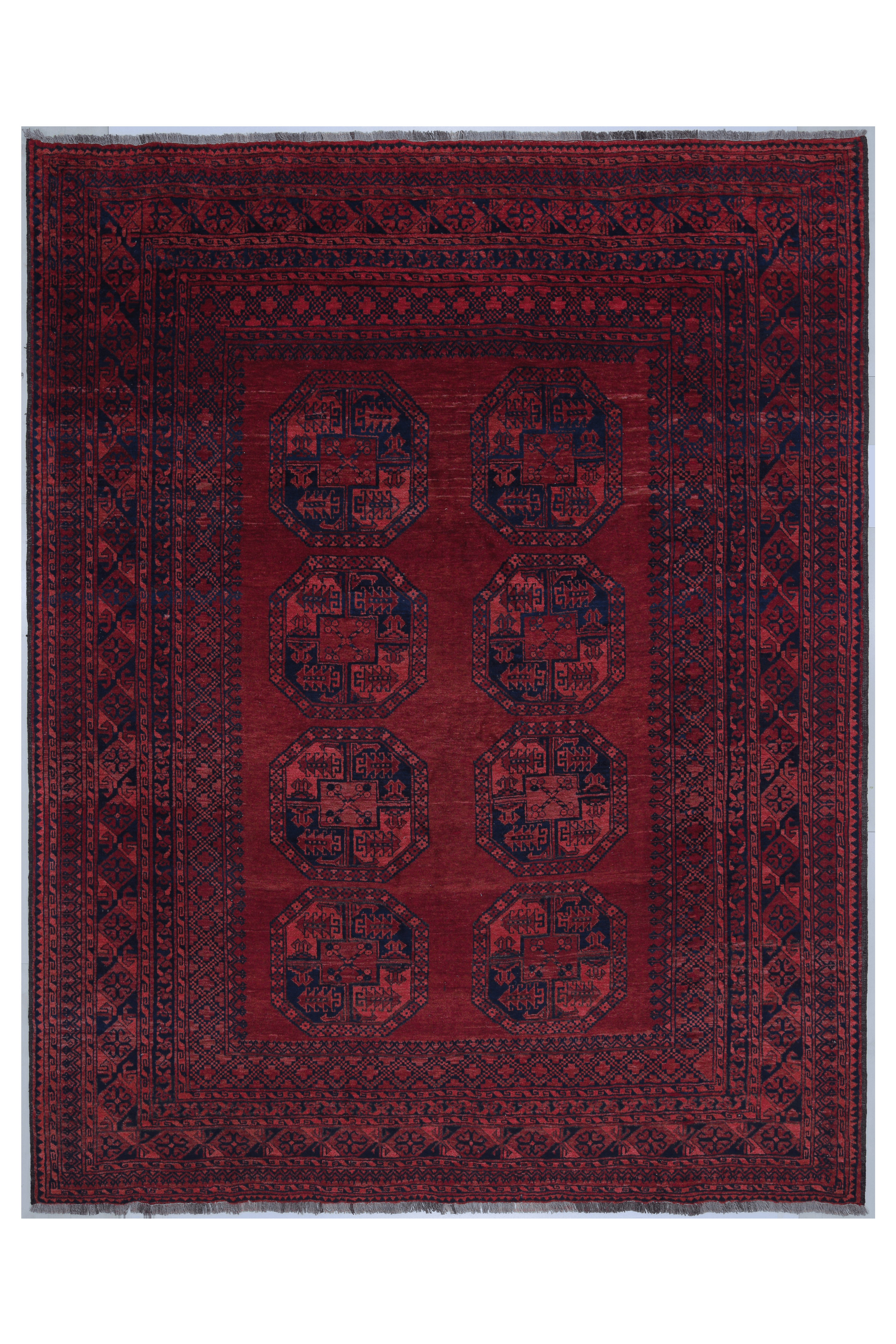 Deep Red Afghan Ersari Area Rug