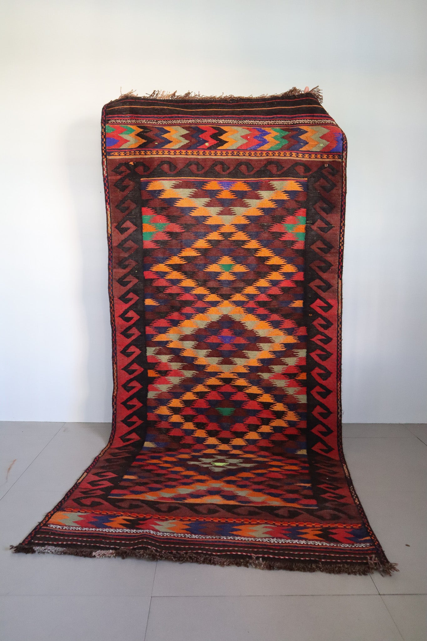 Multi-Color Diamond Turkish Kilim Decorative Rug  – No. 022
