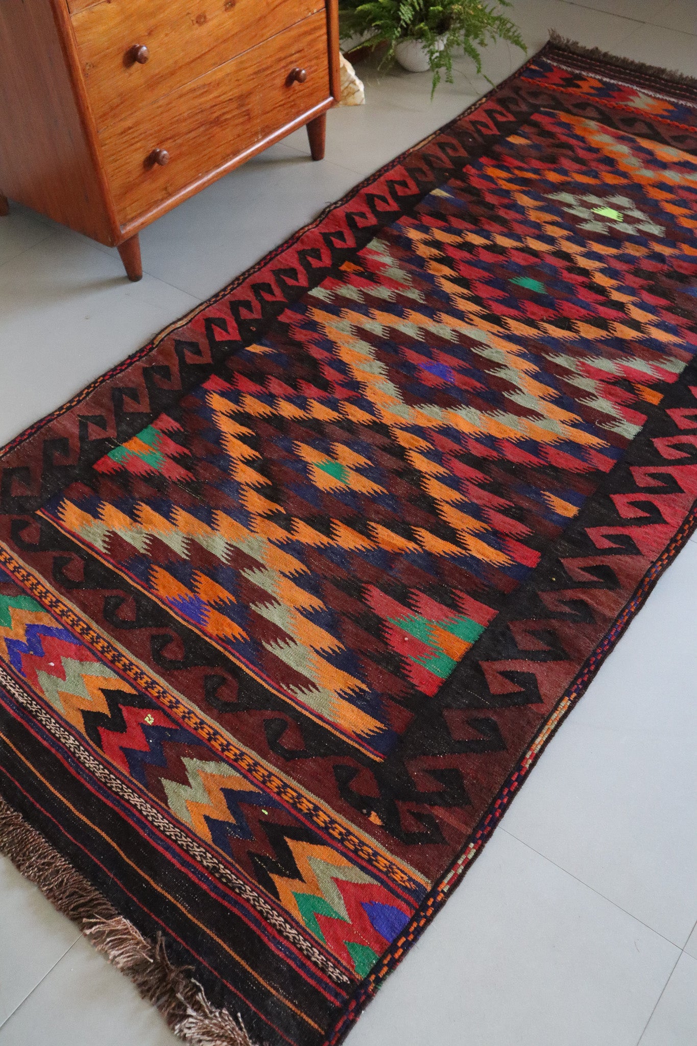 Multi-Color Diamond Turkish Kilim Decorative Rug  – No. 022