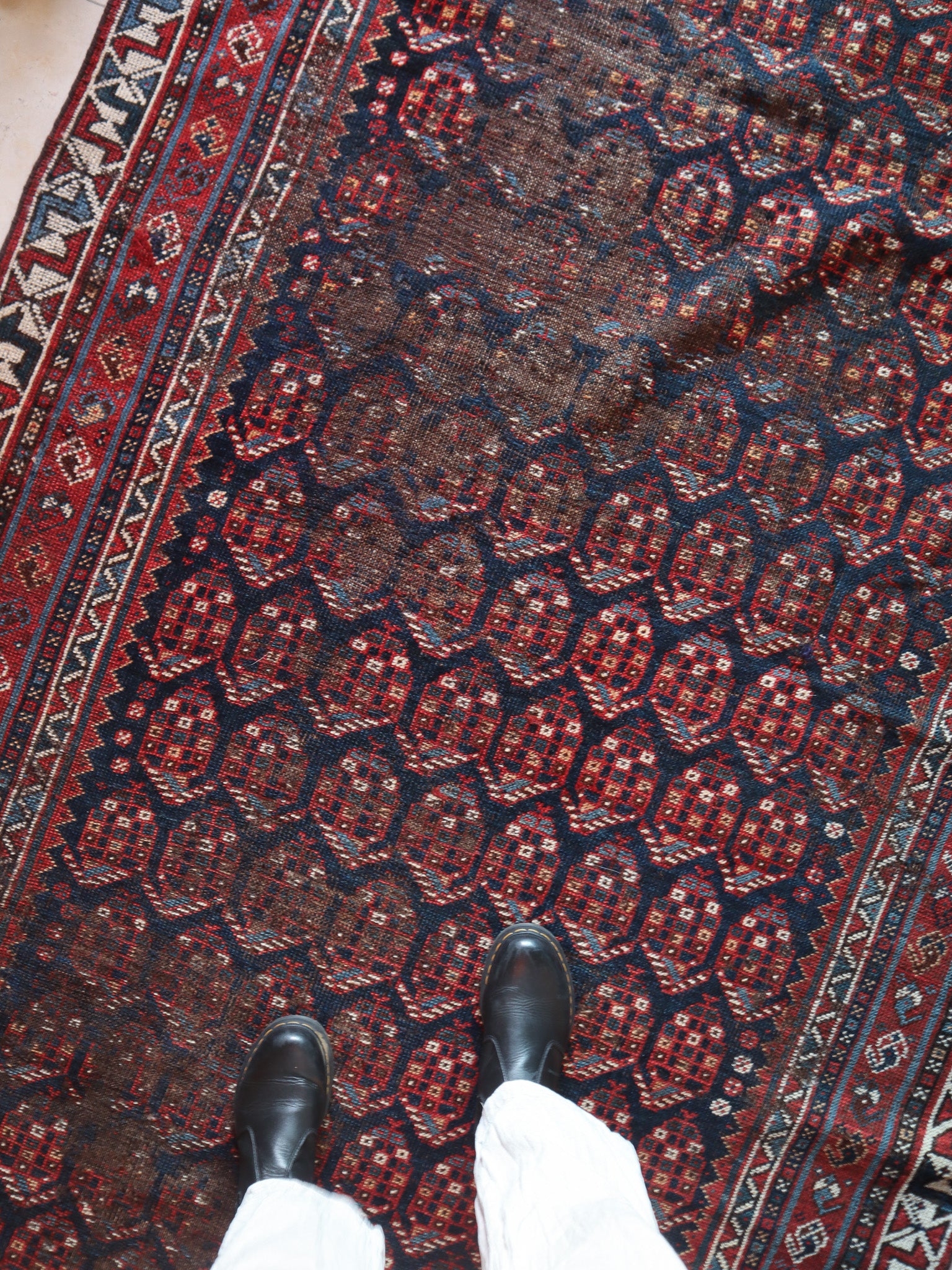 Persian Afshar Rug — All Over Boteh Design with Heavy Abrash — No. 127