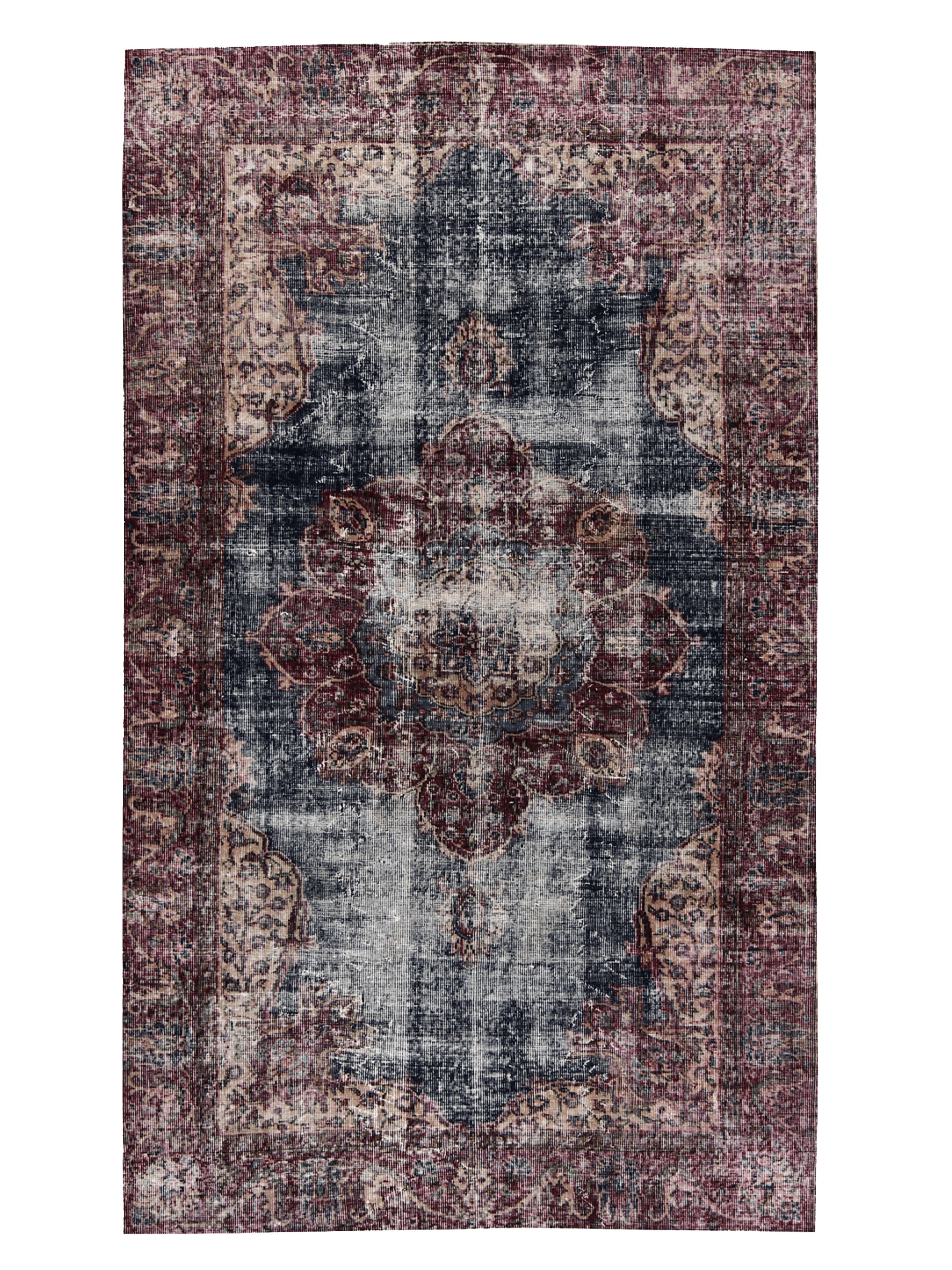Persian Kerman Rug in Blue and Deep Mauve — No.130