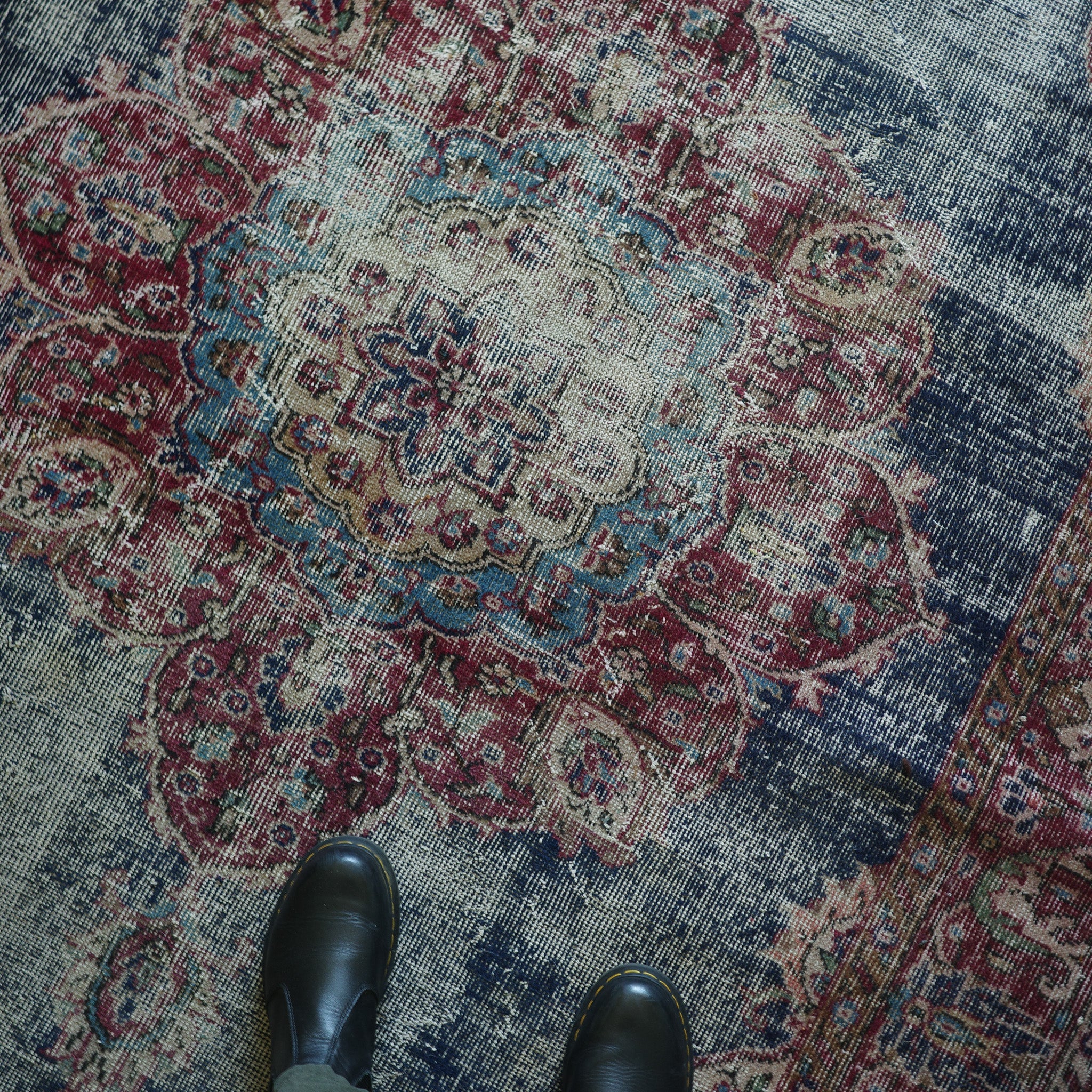 Persian Kerman Rug in Blue and Deep Mauve — No.130