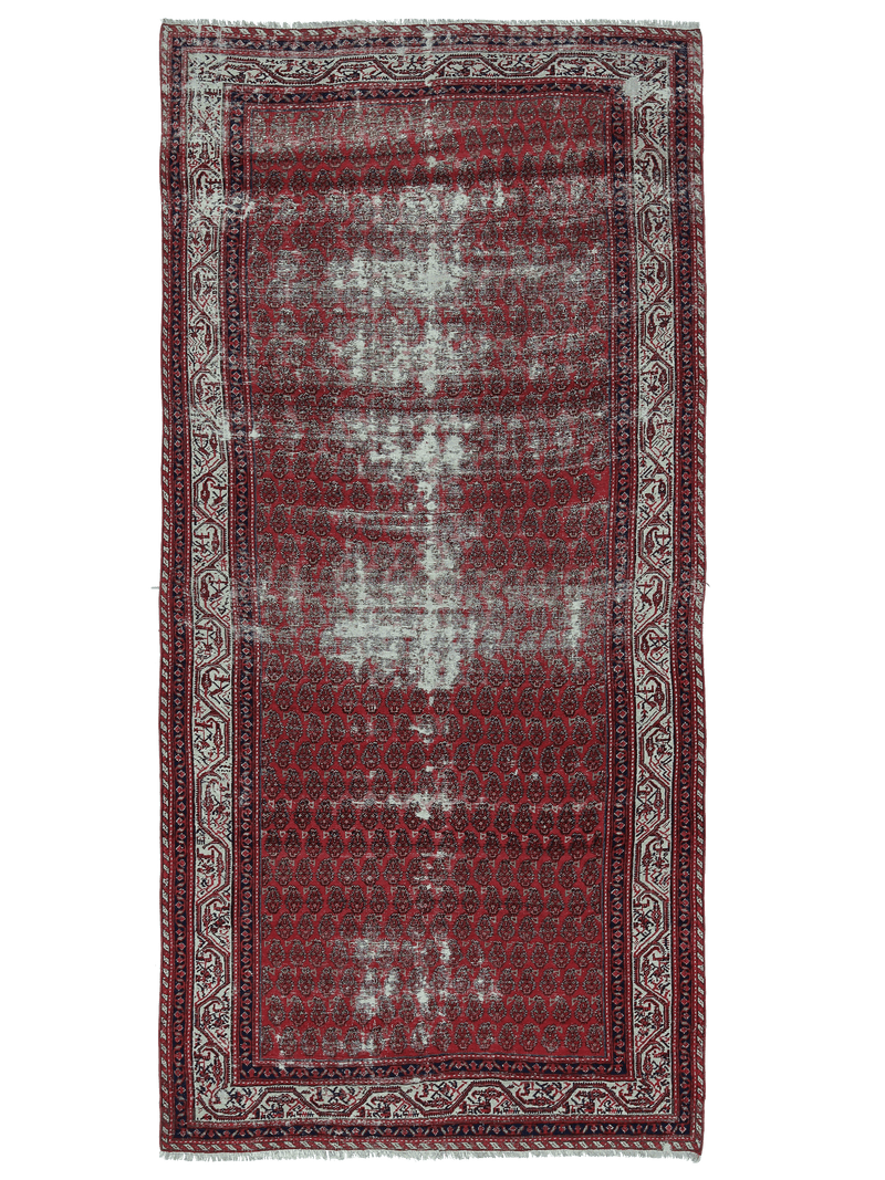 Vintage red rug with intricate patterns on a transparent background