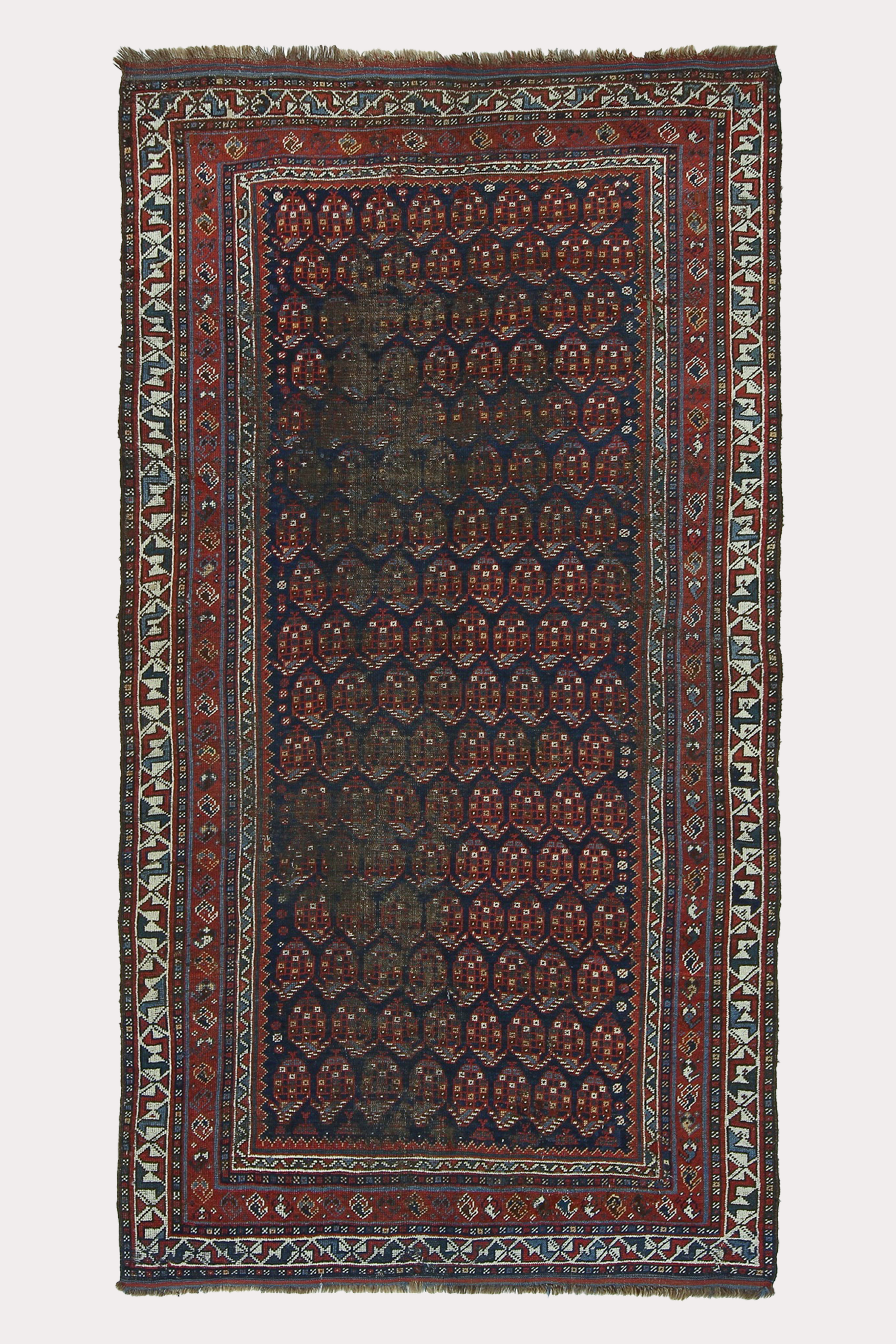 Collector's Item Antique Persian Afshar Rug, All Over Boteh Design with Heavy Abrash — No. 127