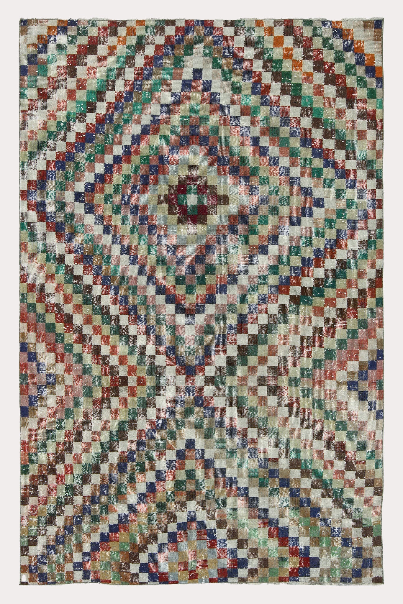 Colorful Grid Turkish Art Deco Decorative Rug  –  No.124