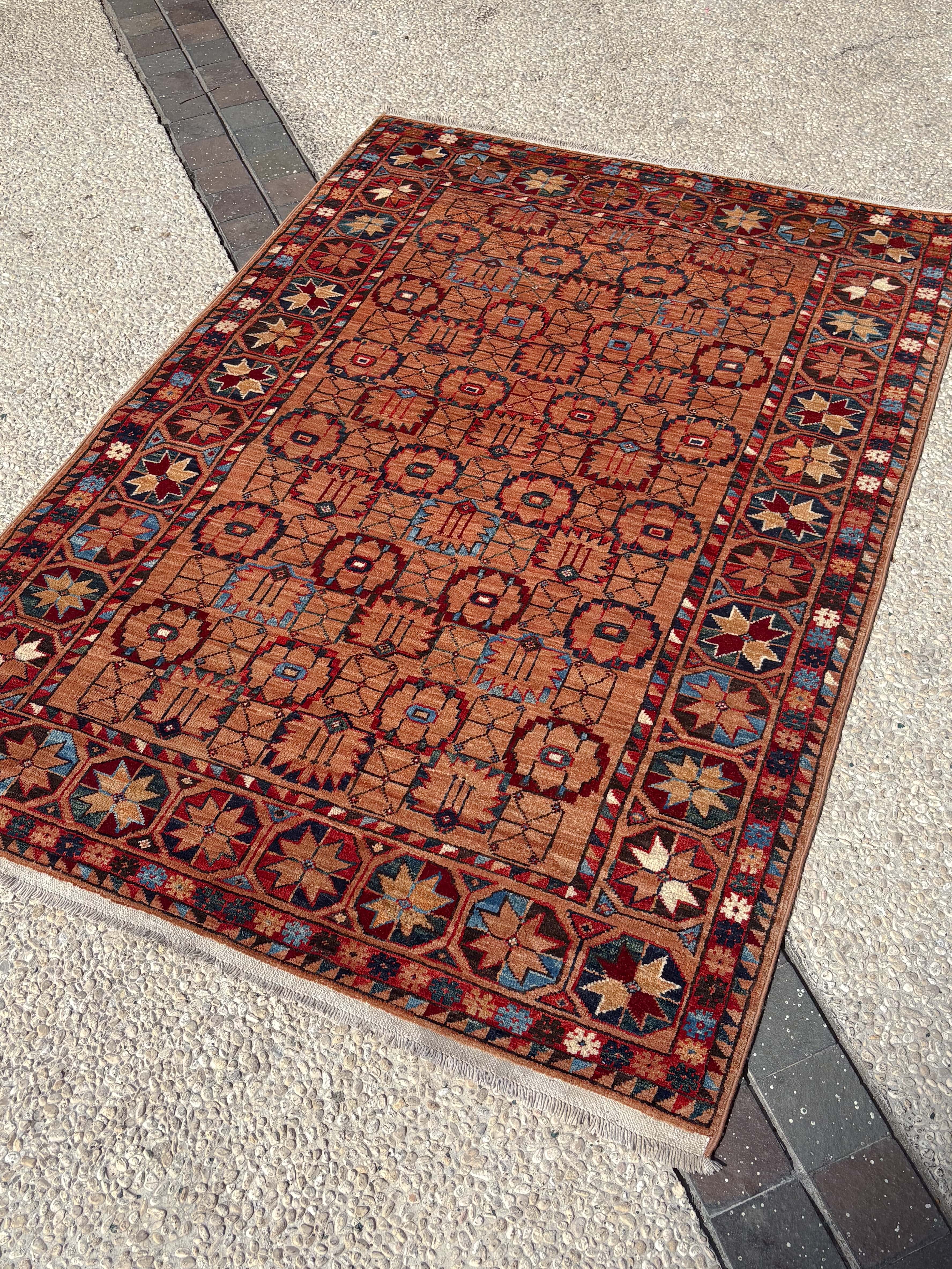 Afghan Chobi – Geometric Gul Repeat in Terracotta – No. 143