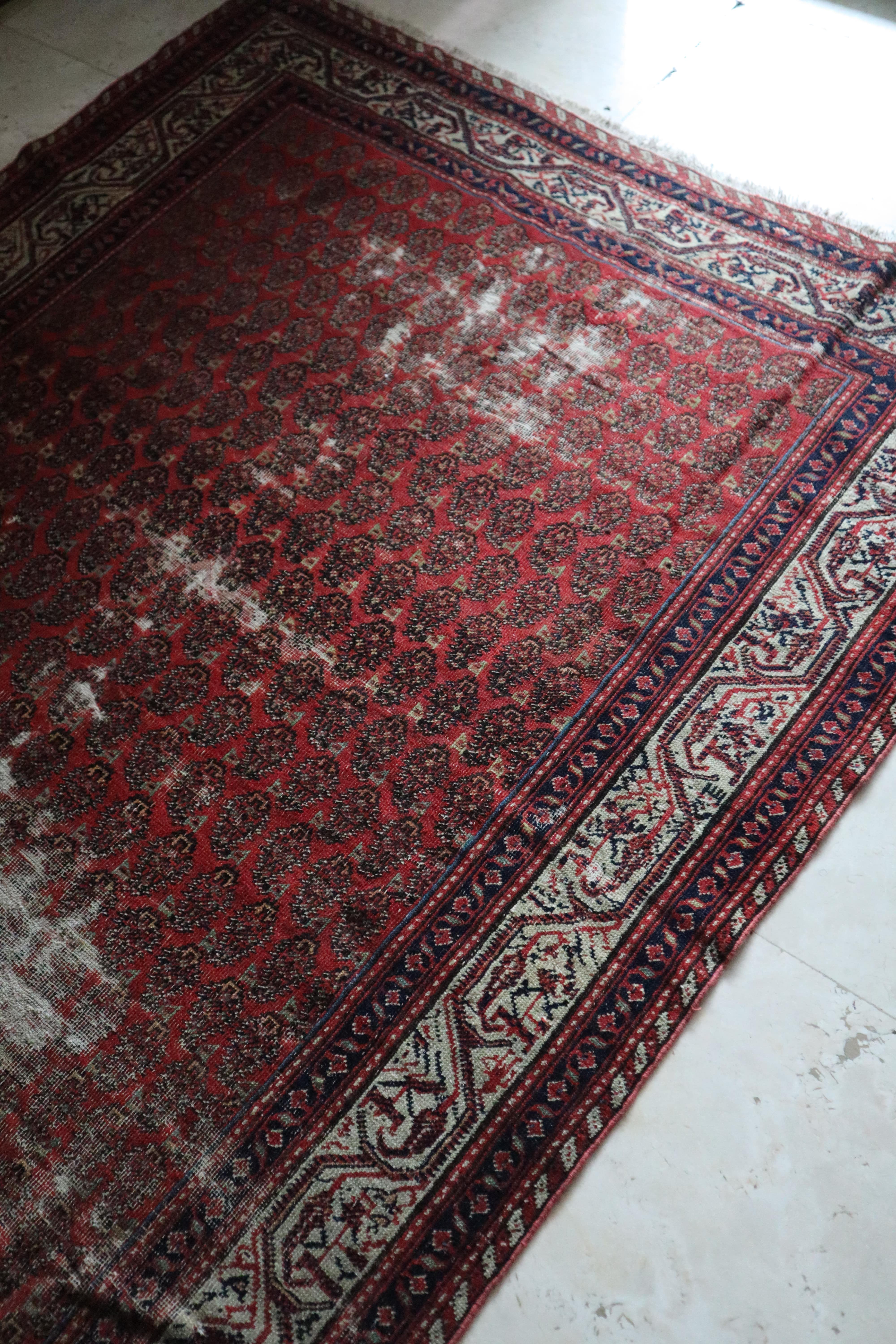 Persian Runner – Allover Boteh on Brick Red Worn Central Field – No. 149