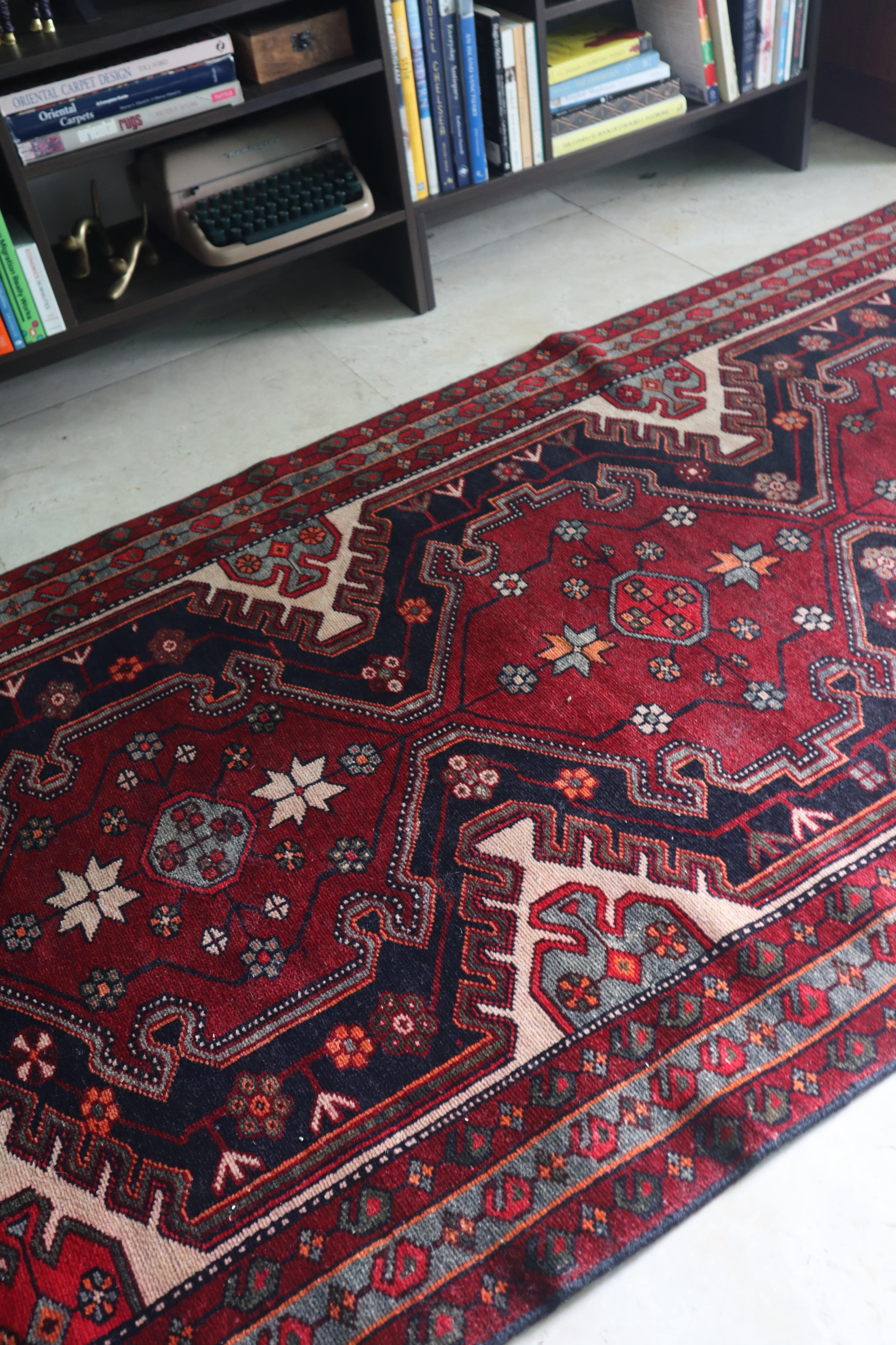 Vintage Persian Tribal Runner Rug — Bold Tribal Geometry— No. 153