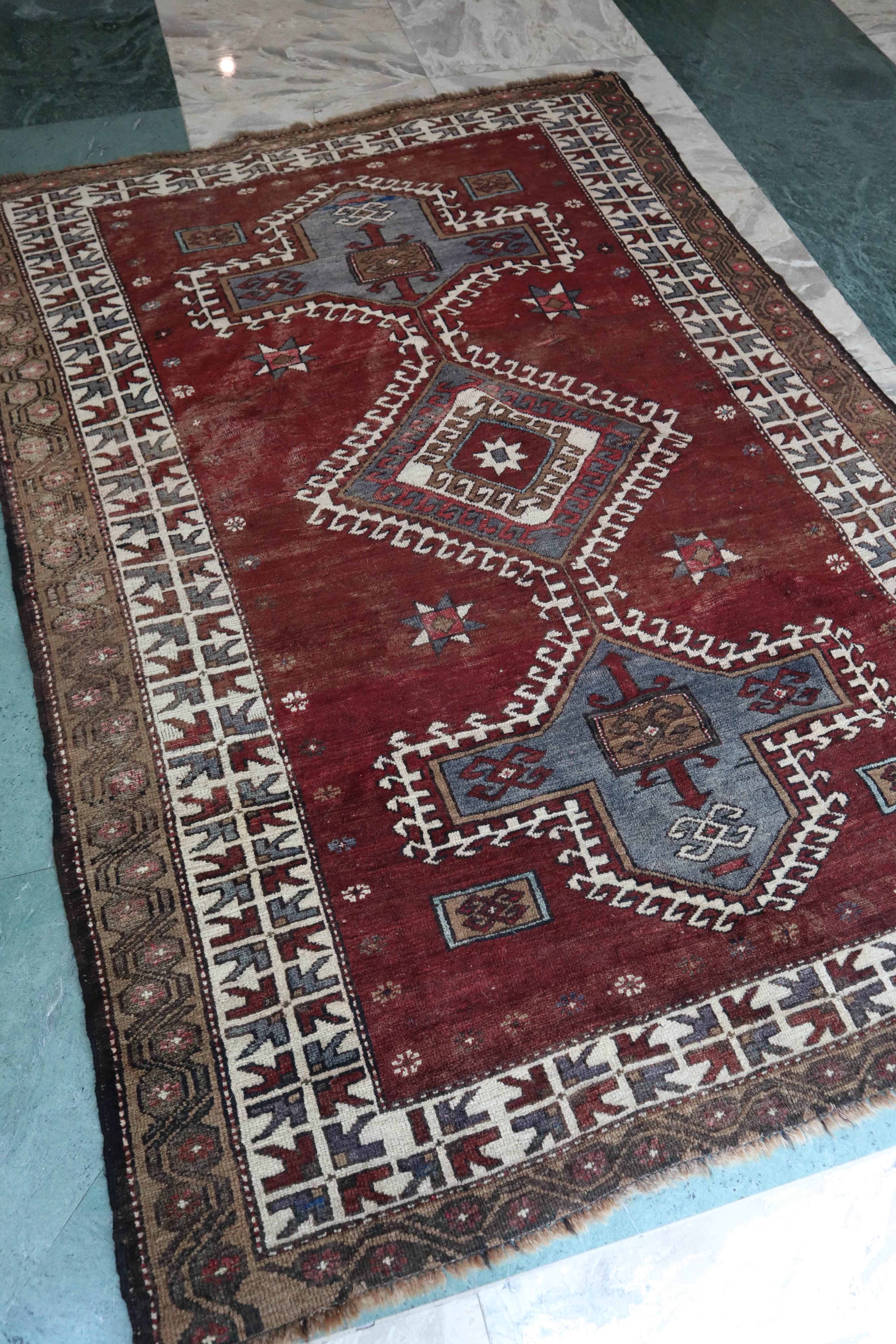 Vintage Caucasian Kazak — Star Medallions  — No. 163