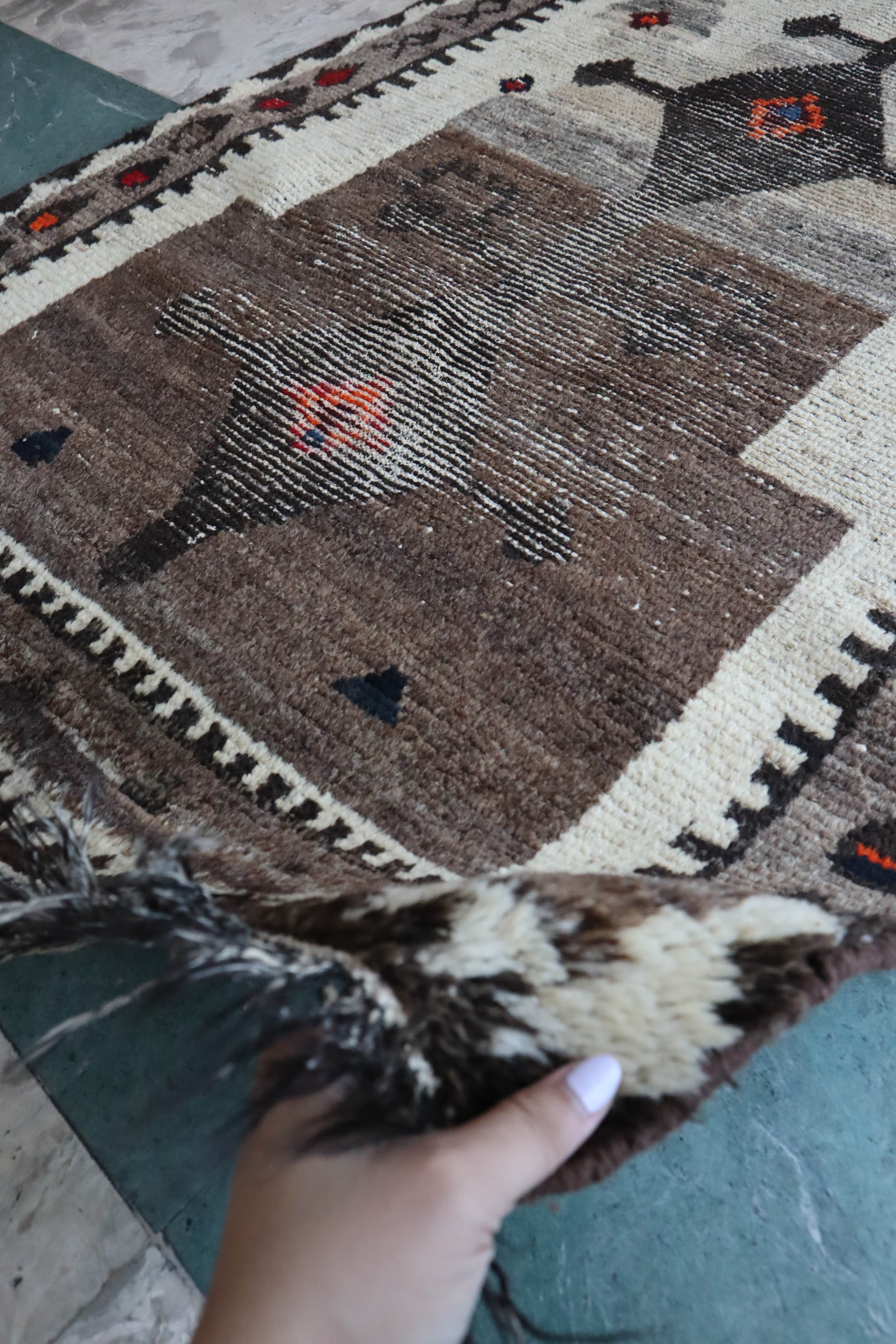 Vintage Baluch — Natural Wool & Tribal Medallion — No. 166