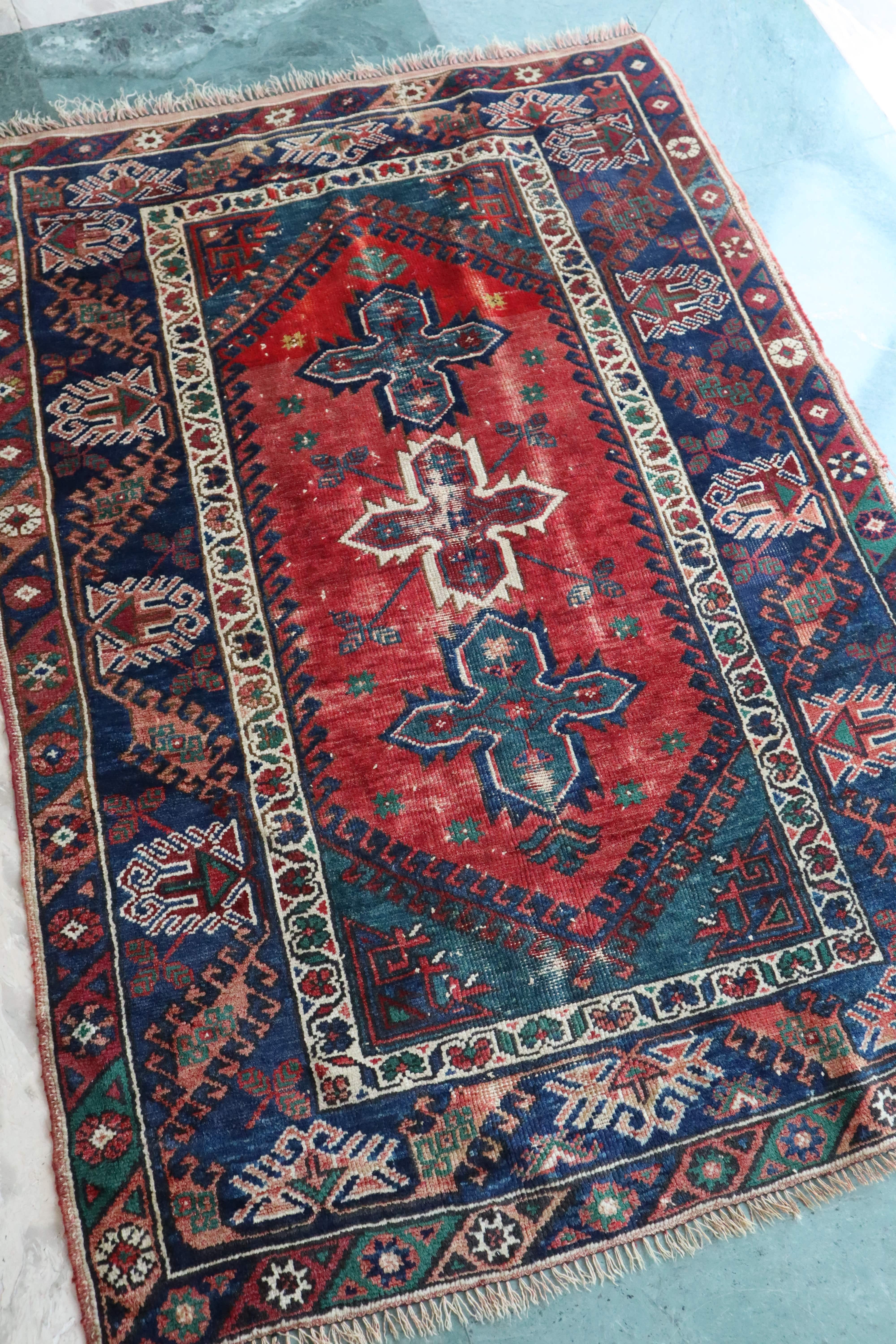 Antique Turkish Kazak — Triple Cross Medallions — No. 168
