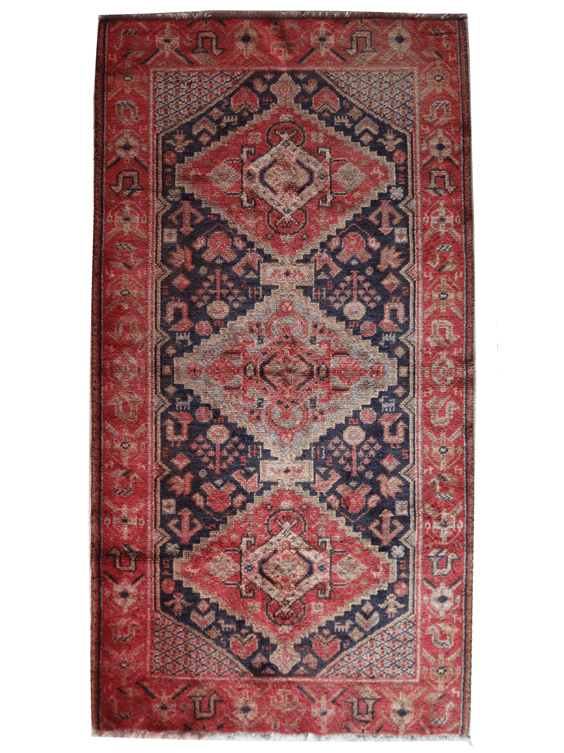 Vintage Persian Shiraz – Triple Medallion with Tribal Motifs – No. 148