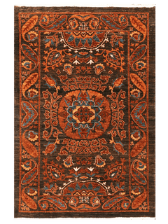 Afghan Chobi – Boteh Medallion in Rust & Walnut — No. 139 - Patina House