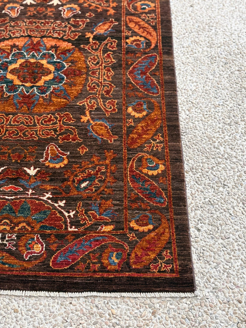 Afghan Chobi – Boteh Medallion in Rust & Walnut — No. 139 - Patina House