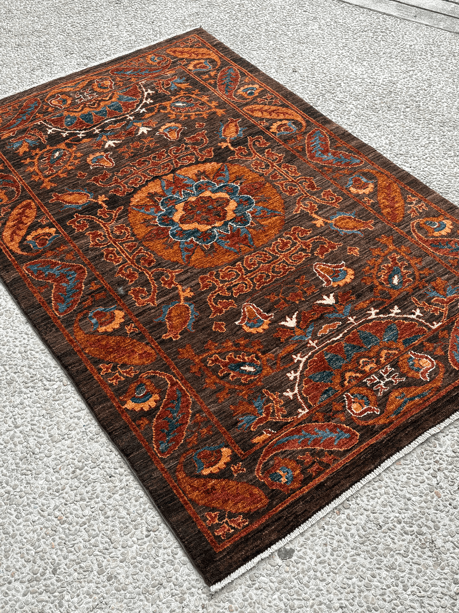 Afghan Chobi – Boteh Medallion in Rust & Walnut — No. 139 - Patina House