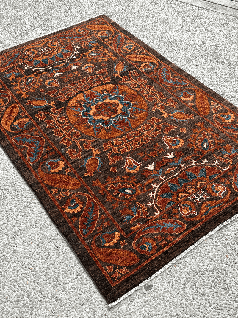 Afghan Chobi – Boteh Medallion in Rust & Walnut — No. 139 - Patina House