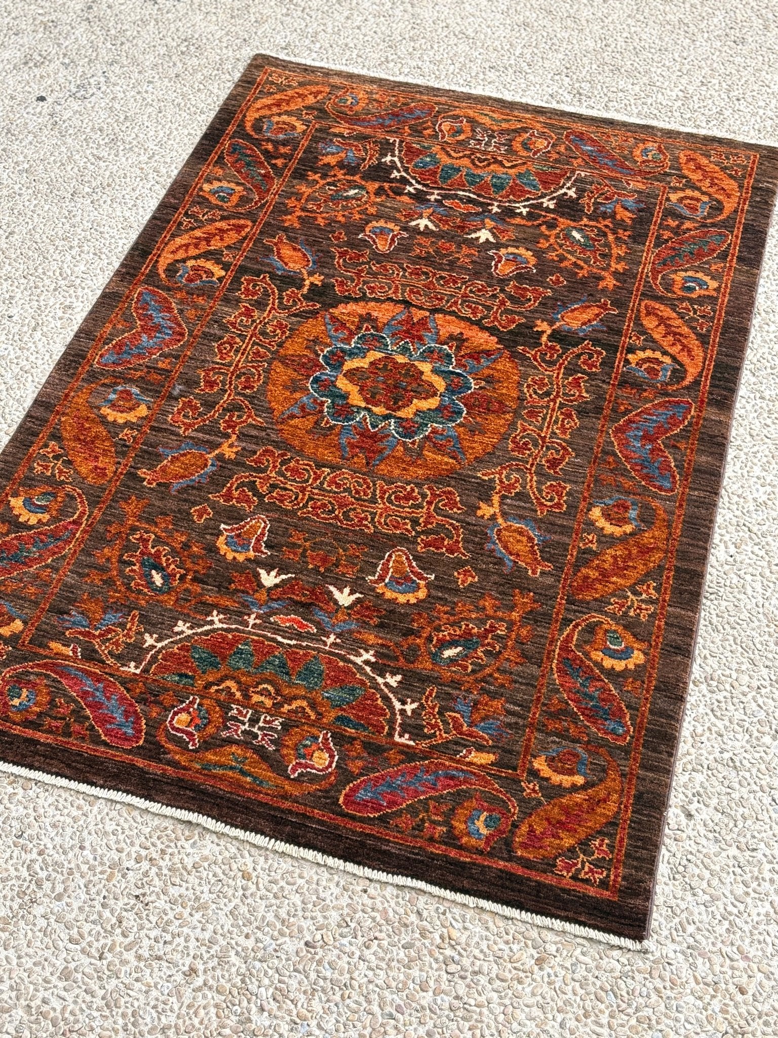 Afghan Chobi – Boteh Medallion in Rust & Walnut — No. 139 - Patina House