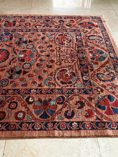 Afghan Chobi — Floral Medallion in Taupe & Navy — No. 138 - Patina House