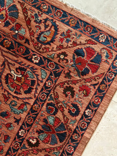 Afghan Chobi — Floral Medallion in Taupe & Navy — No. 138 - Patina House