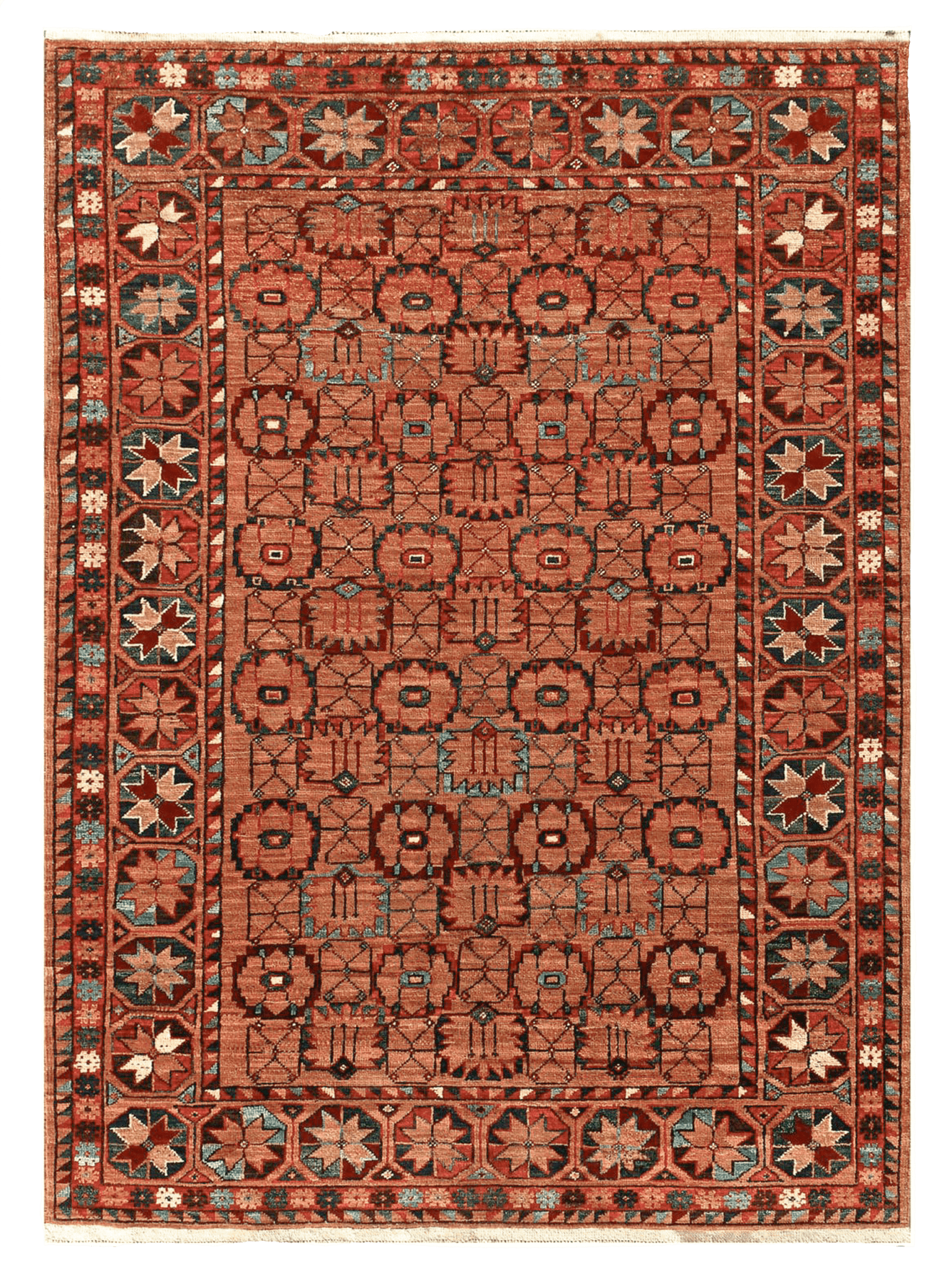 Afghan Chobi — Geometric Gul Repeat in Terracotta — No. 143 - Patina House