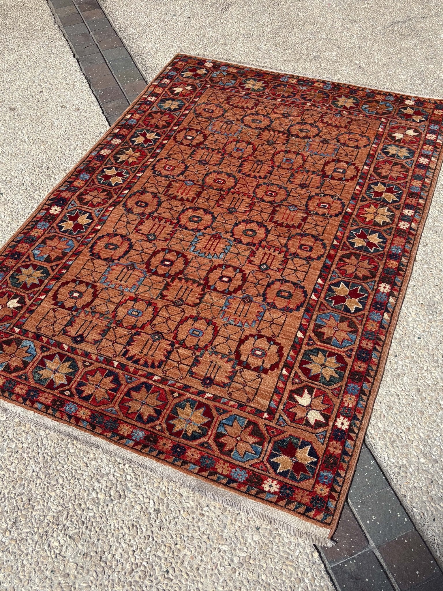 Afghan Chobi — Geometric Gul Repeat in Terracotta — No. 143 - Patina House