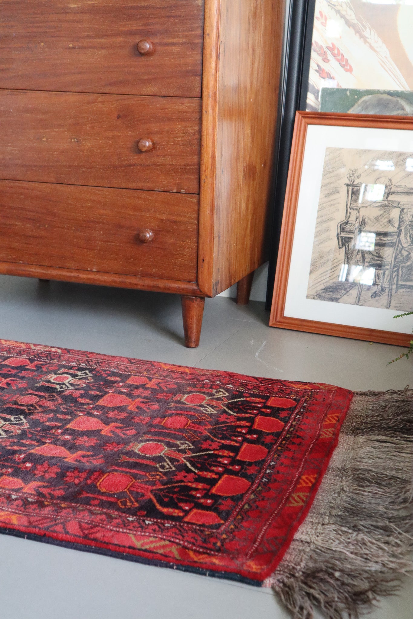 Afghan Pictorial Rug with Tribal Vase Motifs — No. 135 - Patina House