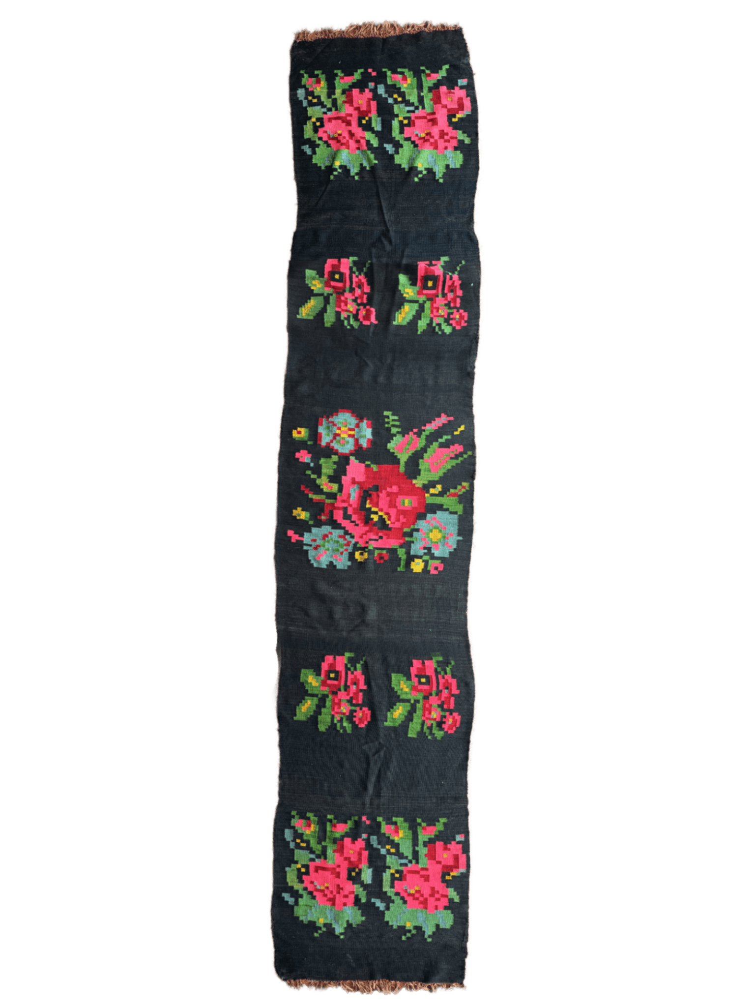 Balkan Floral Kilim Runner — 14.2 x 2.7 — No. 174 - Patina House
