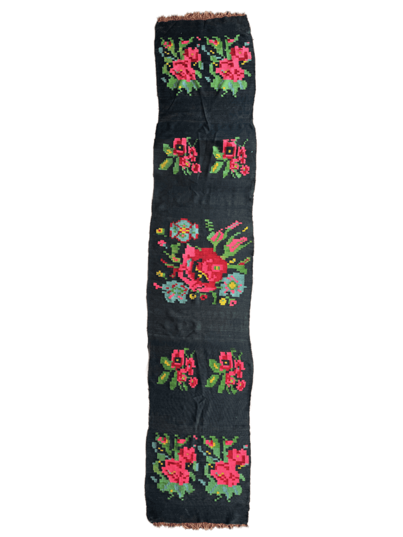 Balkan Floral Kilim Runner — 14.2 x 2.7 — No. 174 - Patina House