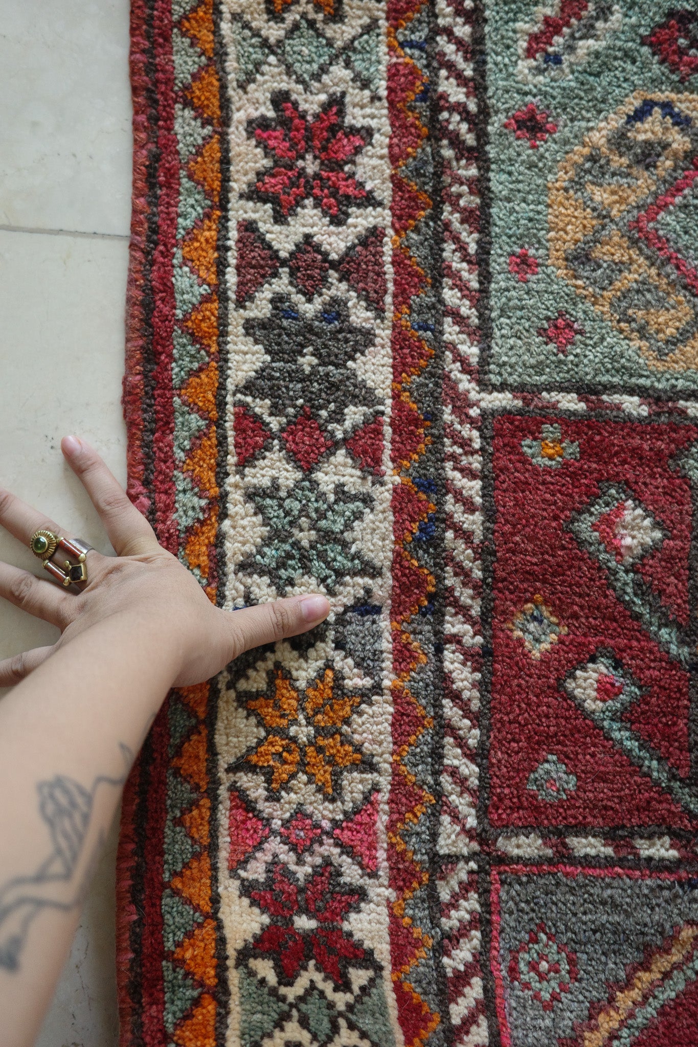 Caucasian - Style with Tribal Motifs Area Carpet — No.129 - Patina House