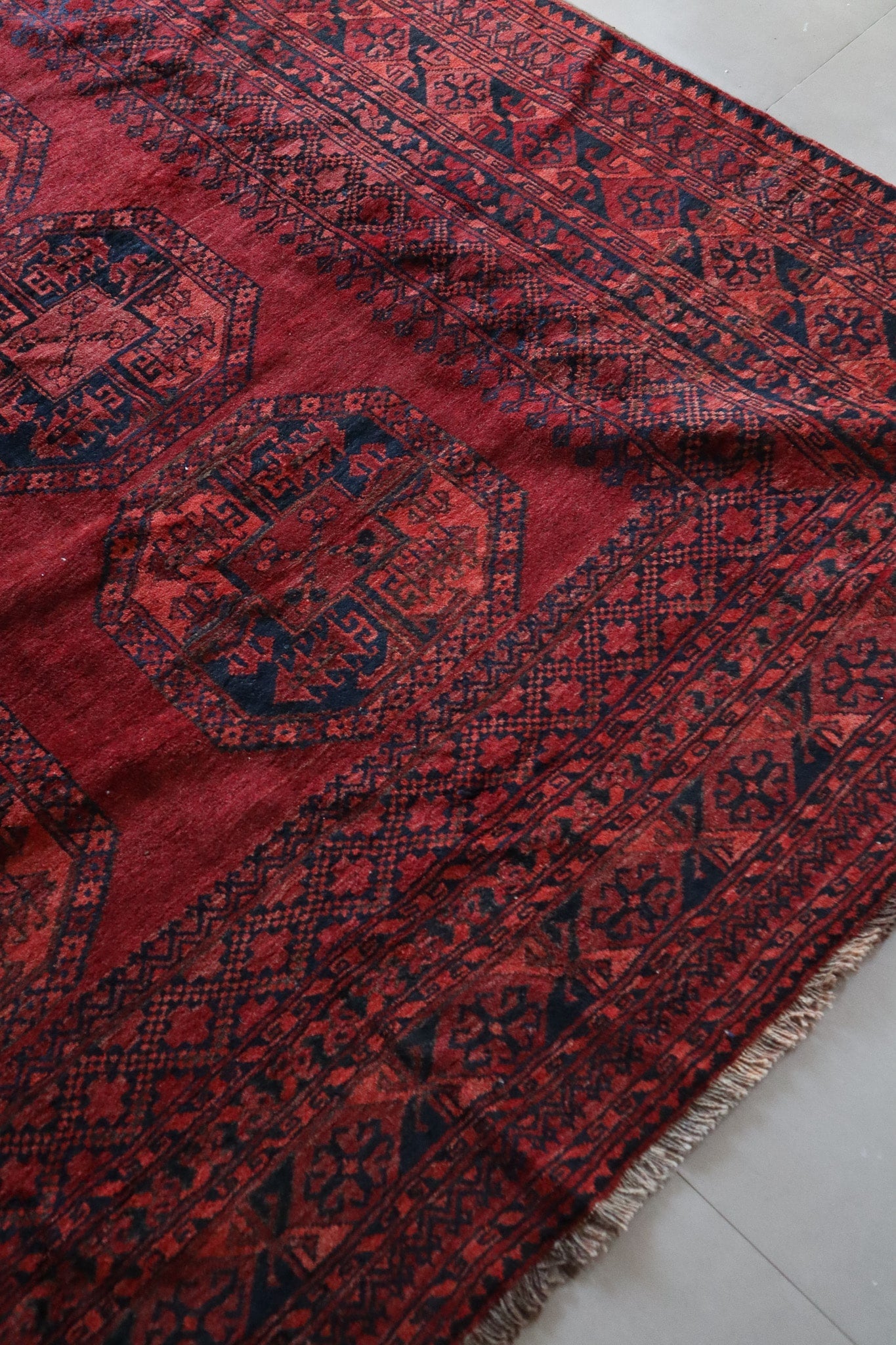 Deep Red Afghan Ersari Area Rug - Patina House