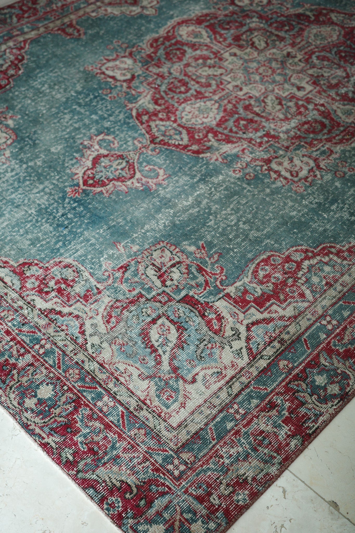 Distressed Kerman Style Rug — No.131 - Patina House