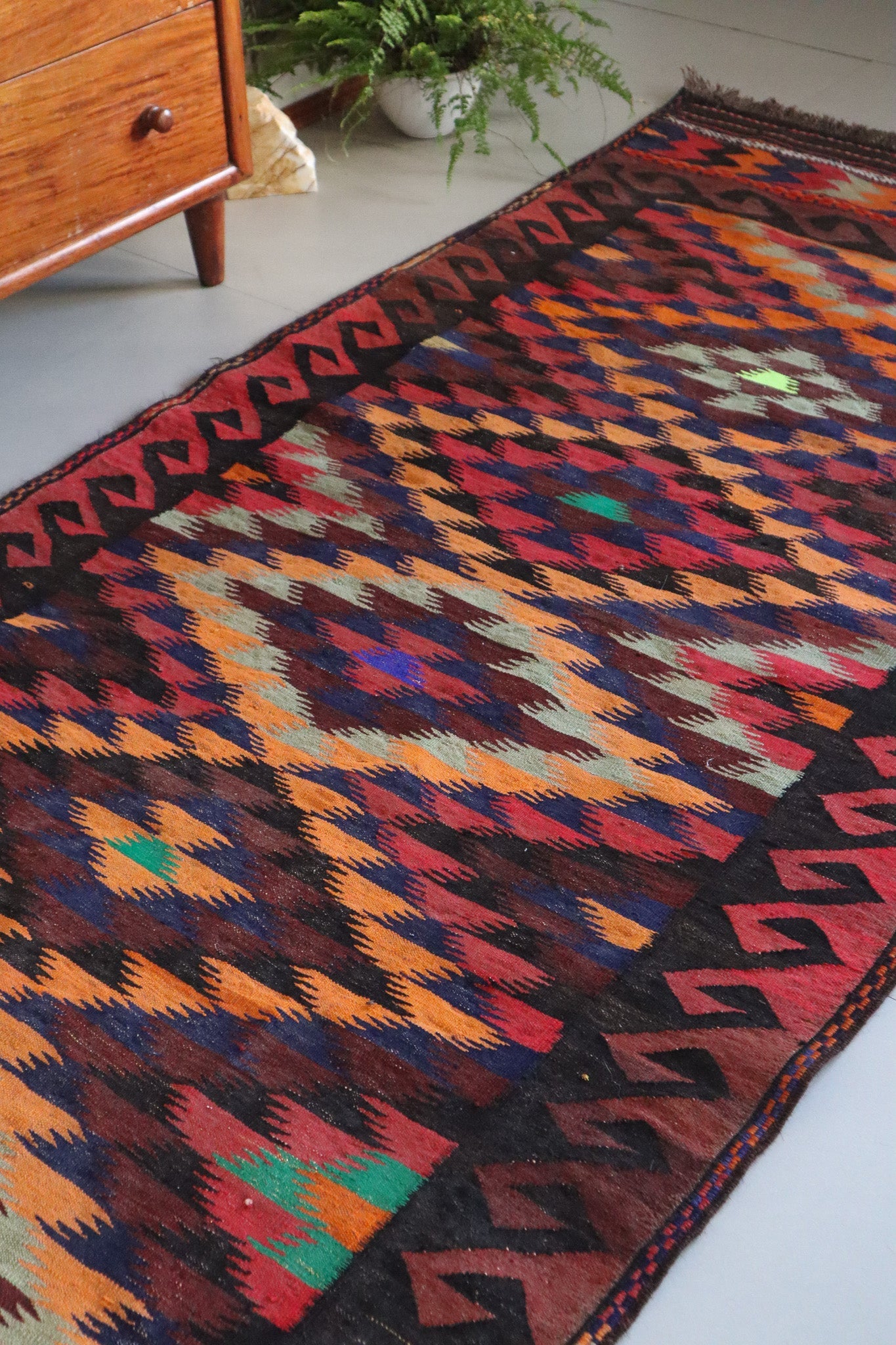 Multi - Color Diamond Turkish Kilim Decorative Rug – No. 022 - Patina House