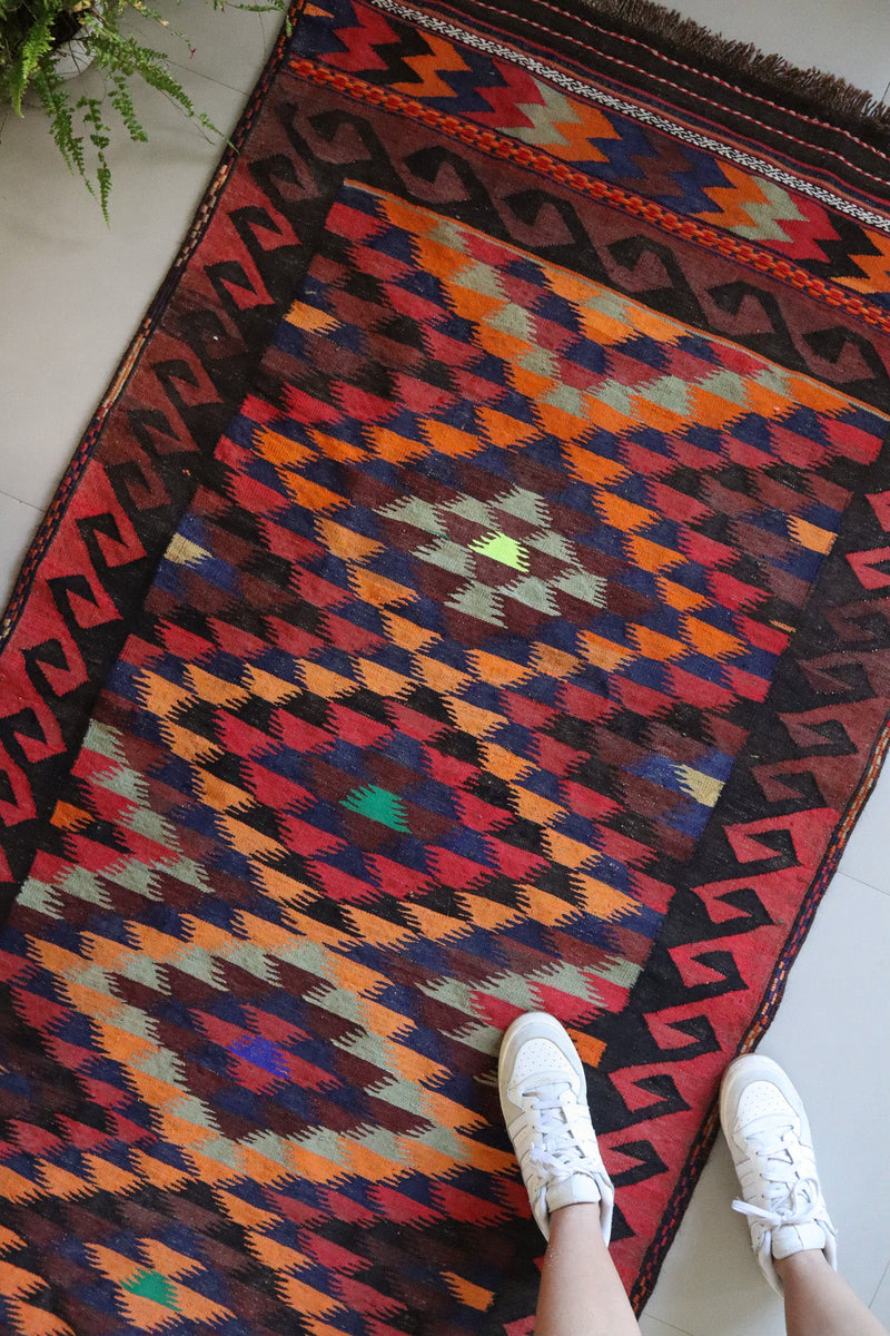 Multi - Color Diamond Turkish Kilim Decorative Rug – No. 022 - Patina House