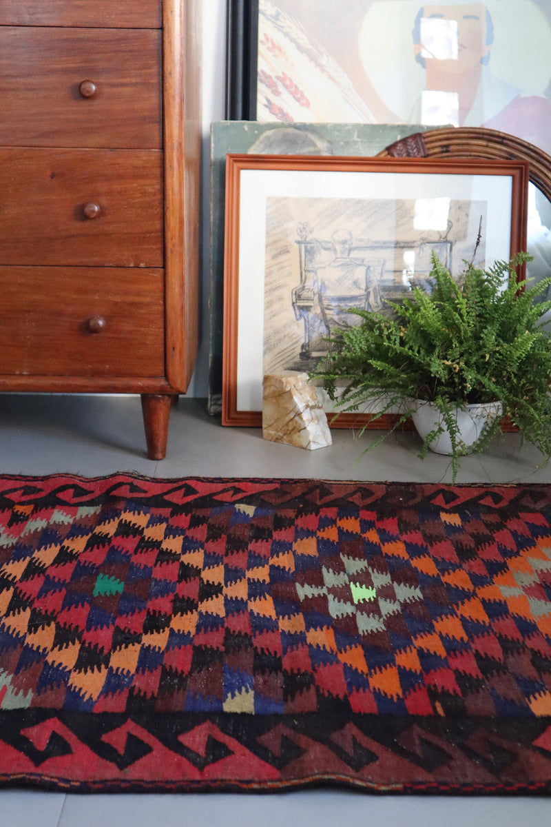 Multi - Color Diamond Turkish Kilim Decorative Rug – No. 022 - Patina House