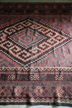 Tribal Flatweave Kilim – Earth - Toned Diamond Pattern – No. 147 - Patina House