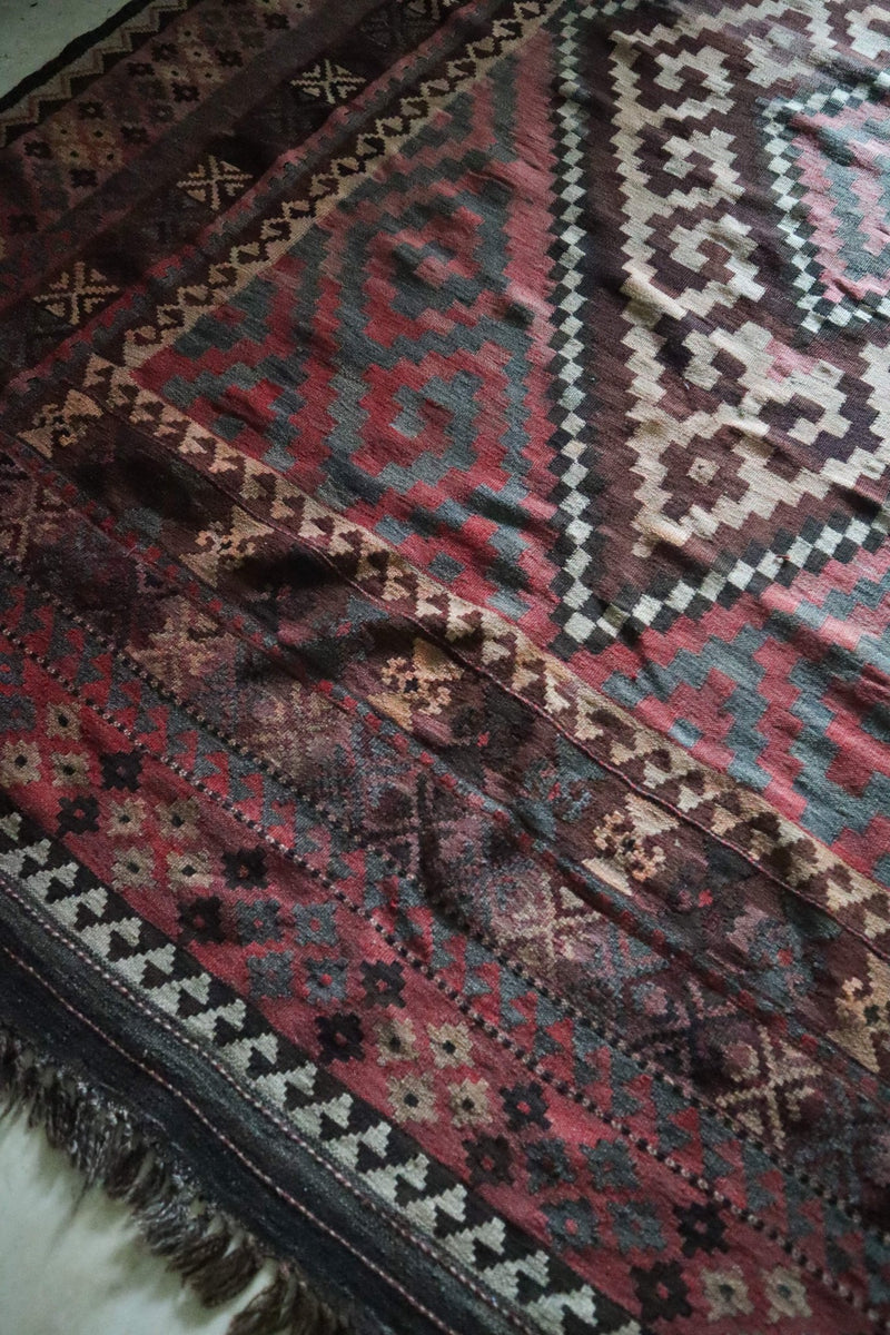 Tribal Flatweave Kilim – Earth - Toned Diamond Pattern – No. 147 - Patina House
