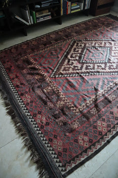 Tribal Flatweave Kilim – Earth - Toned Diamond Pattern – No. 147 - Patina House