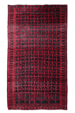 Vintage Afghan Bokhara Rug — Lattice of Guls on Smoky Ground — No. 158 - Patina House