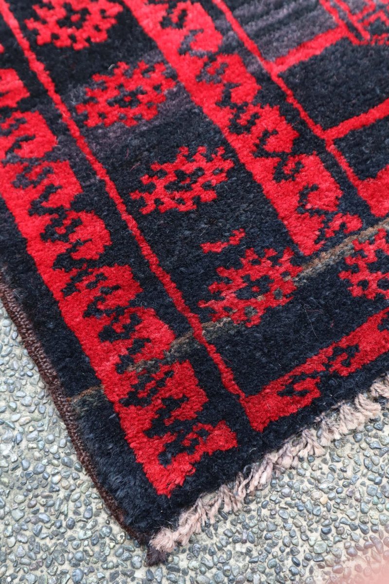 Vintage Afghan Bokhara Rug — Lattice of Guls on Smoky Ground — No. 158 - Patina House