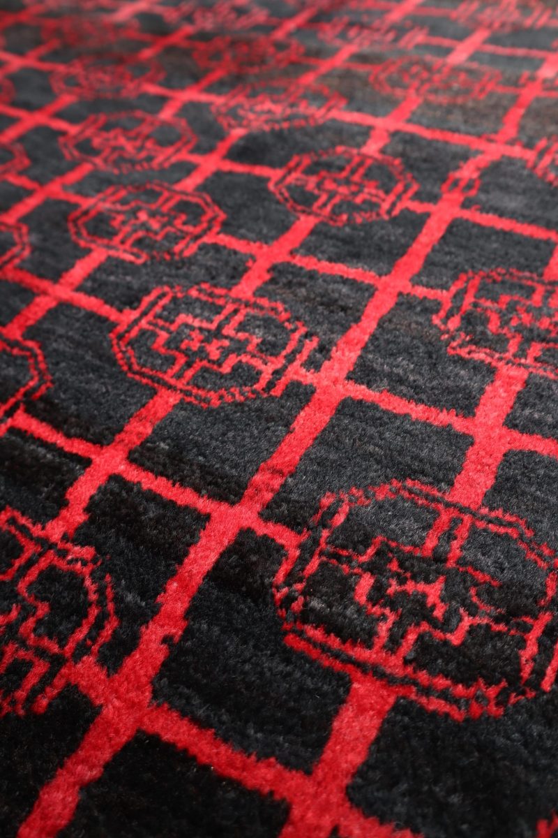 Vintage Afghan Bokhara Rug — Lattice of Guls on Smoky Ground — No. 158 - Patina House