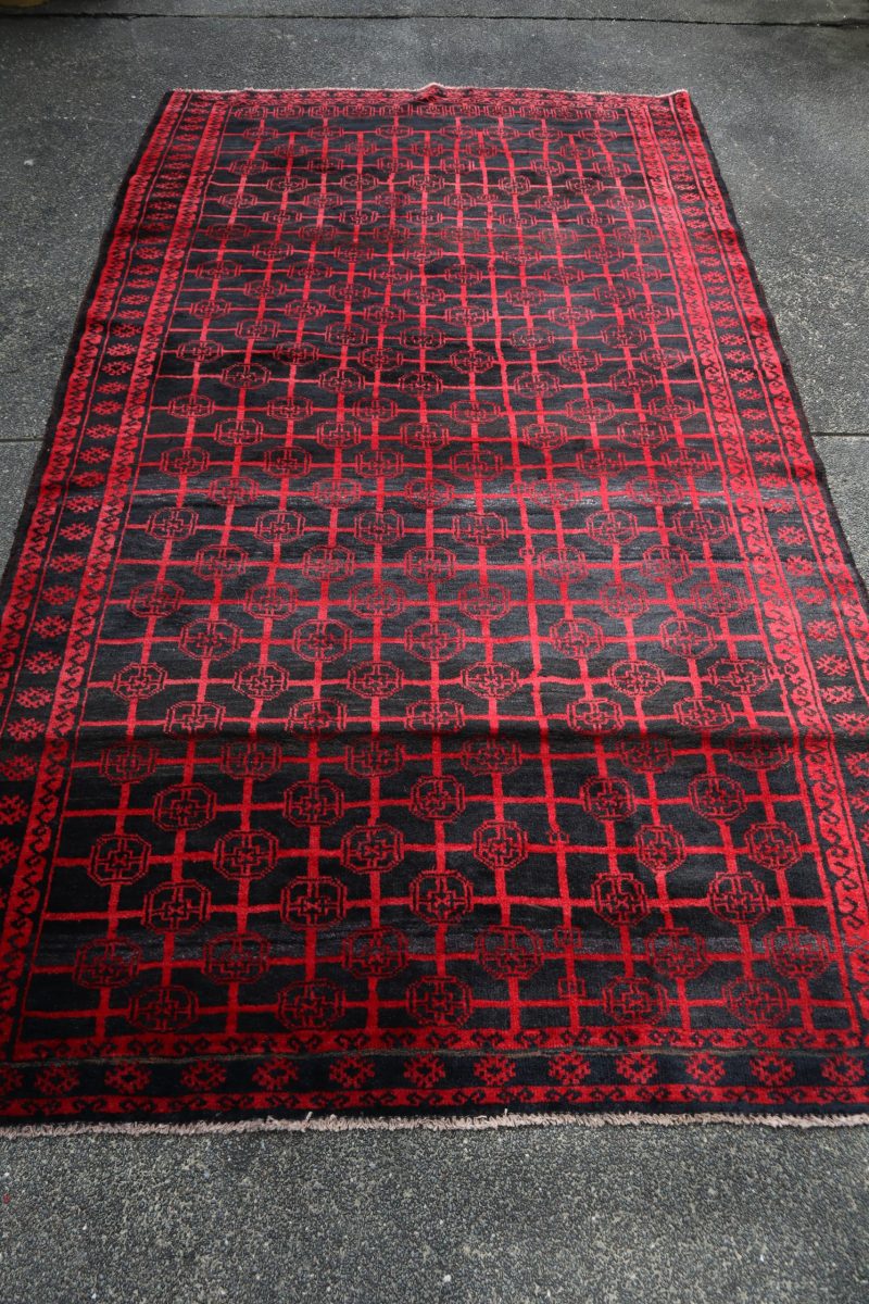 Vintage Afghan Bokhara Rug — Lattice of Guls on Smoky Ground — No. 158 - Patina House
