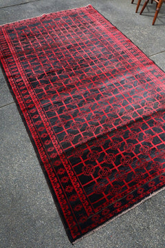 Vintage Afghan Bokhara Rug — Lattice of Guls on Smoky Ground — No. 158 - Patina House