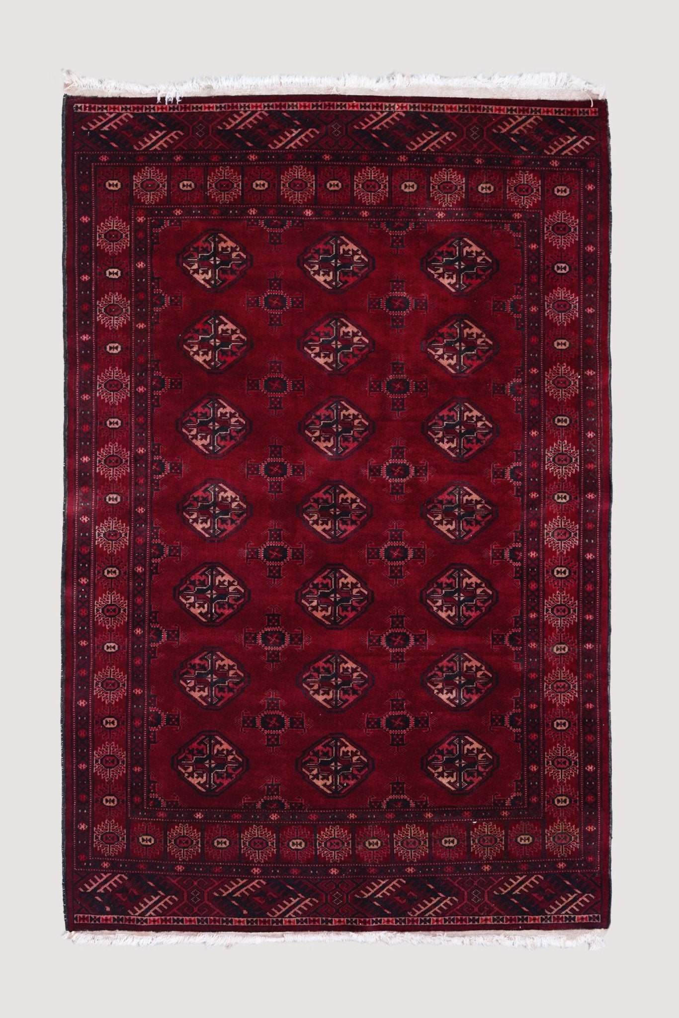 Vintage Afghan Turkoman – Deep Red with Tekke Guls – No. 161 - Patina House