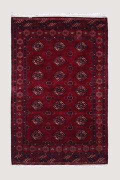 Vintage Afghan Turkoman – Deep Red with Tekke Guls – No. 161 - Patina House