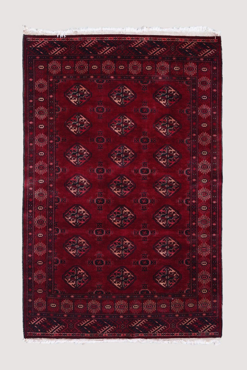 Vintage Afghan Turkoman – Deep Red with Tekke Guls – No. 161 - Patina House