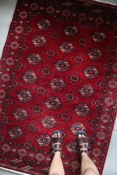 Vintage Afghan Turkoman – Deep Red with Tekke Guls – No. 161 - Patina House