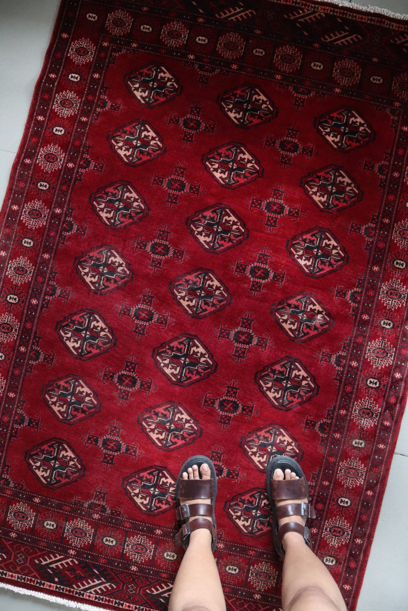 Vintage Afghan Turkoman – Deep Red with Tekke Guls – No. 161 - Patina House