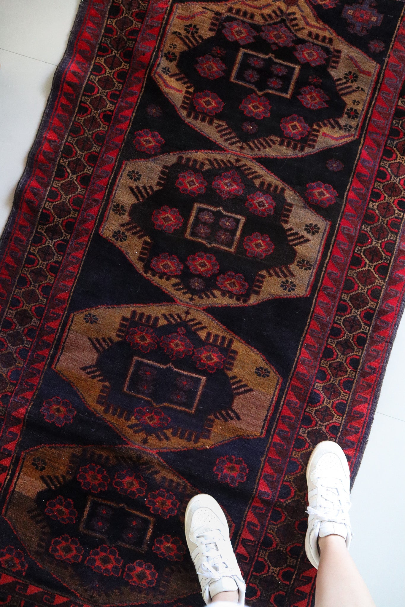 Vintage Balouch — Octagonal Guls on Charcoal Field — No. 092 - Patina House