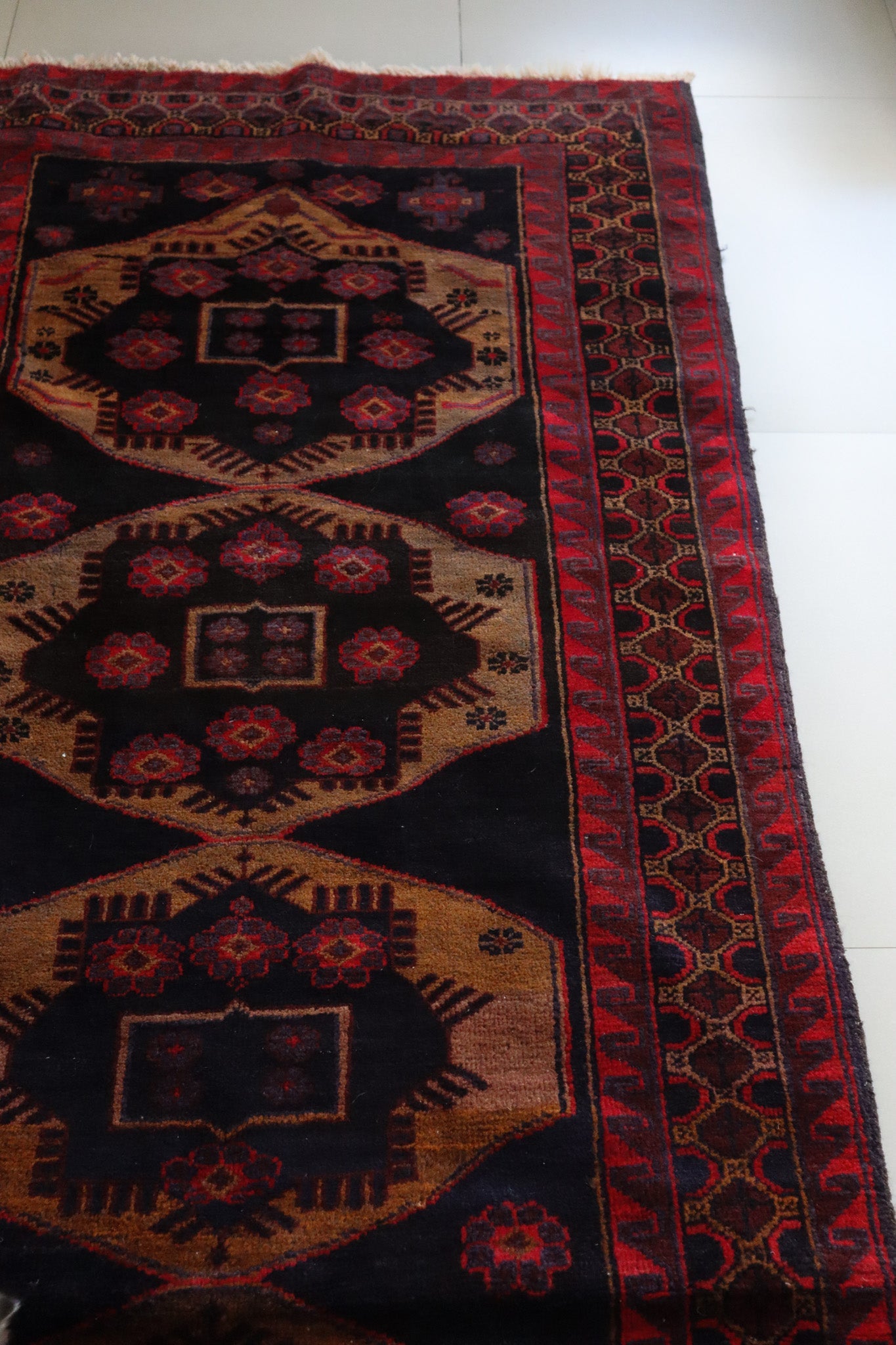 Vintage Balouch — Octagonal Guls on Charcoal Field — No. 092 - Patina House