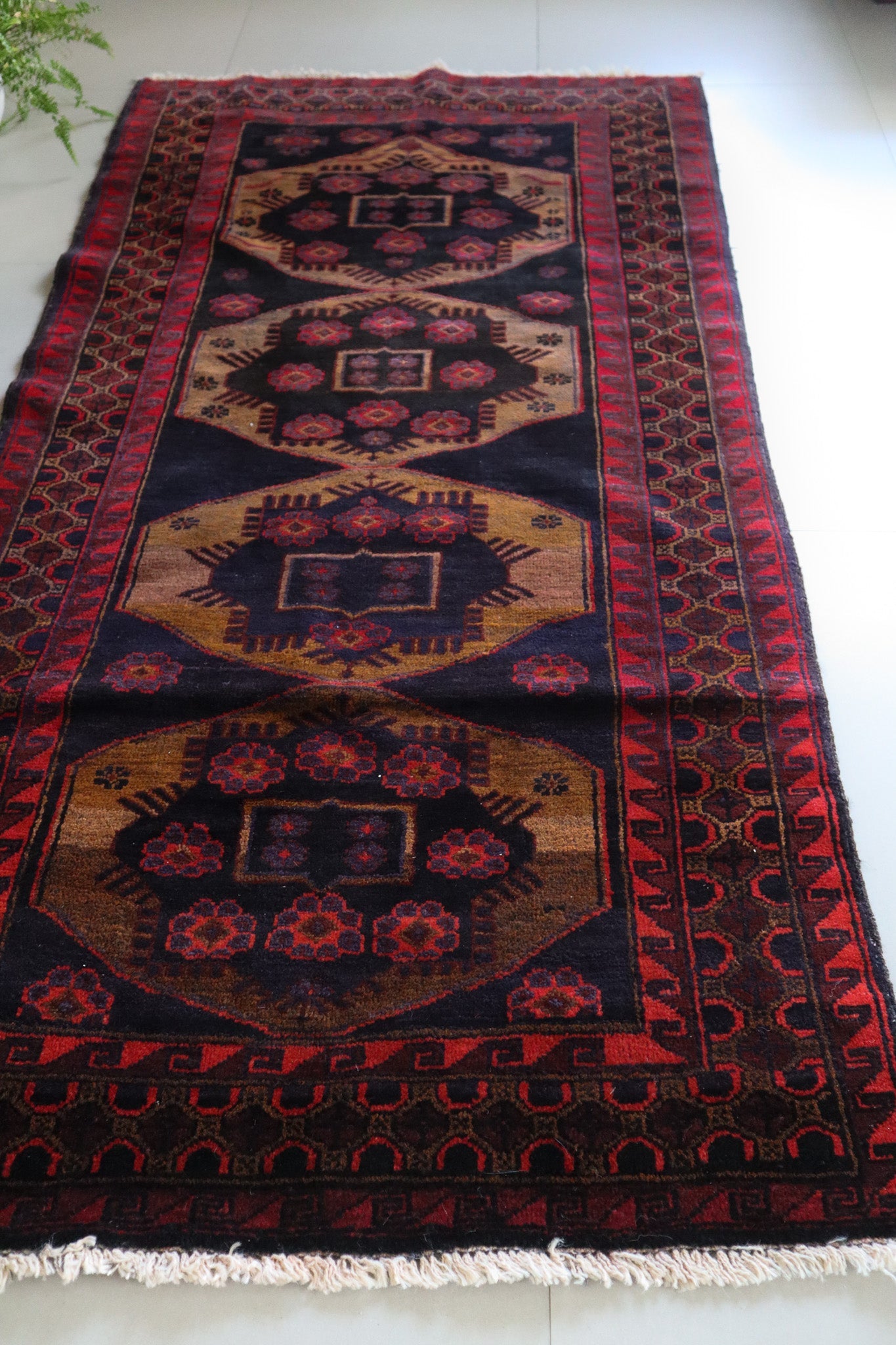 Vintage Balouch — Octagonal Guls on Charcoal Field — No. 092 - Patina House